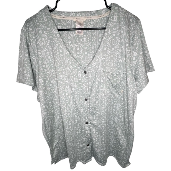 Lucky Brand Button Up Floral Pattern Super Soft Short Sleeve Blouse - Picture 1 of 4